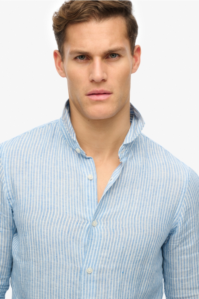 VACATION L S LINEN SHIRT M4010995A AZURE BLUE STRIPE